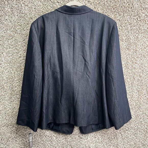 Tahari Blazer Women’s 22W Dark Wash Chambray Denim Blue Single Button NWT - Picture 5 of 5